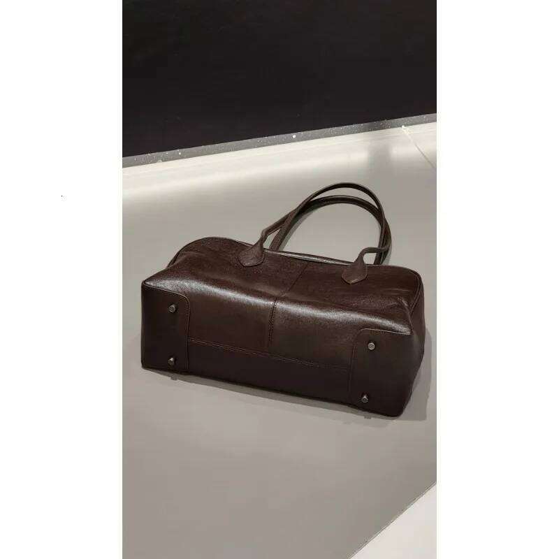 Designer Bags Vegetable Tanned Cowhide Briefcase Retro Premium Minimalist Boston Large Capacity Leather Versatile Underarm Women's Bag Hot Sellin