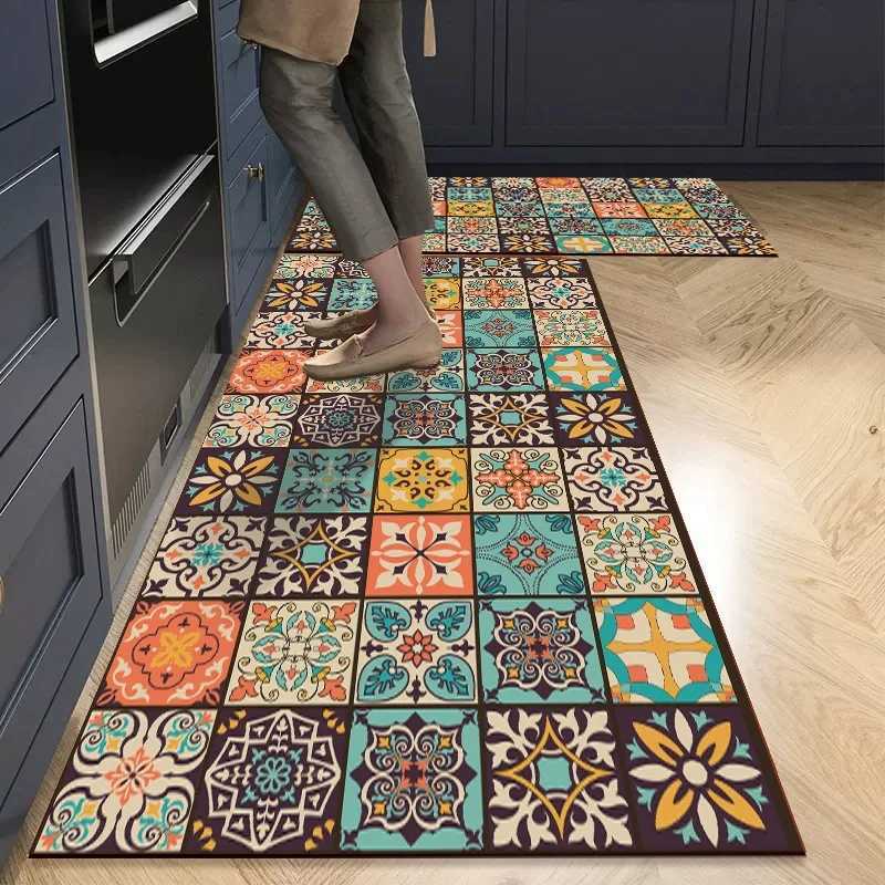 Nonslip Kitchen Mat Crystal Velvet Super Absorbent Floor Mats Kitchen Long Carpets Bathroom Entrance Door Mat Bedroom Long RugsW251028