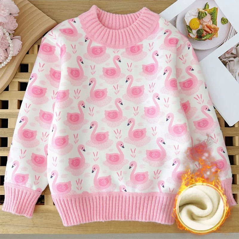 Girls Sweater Thickened AutumnWinter Fashionable Versatile Childrens Knitted Sweater Girls Top Sweet and Cute 251027