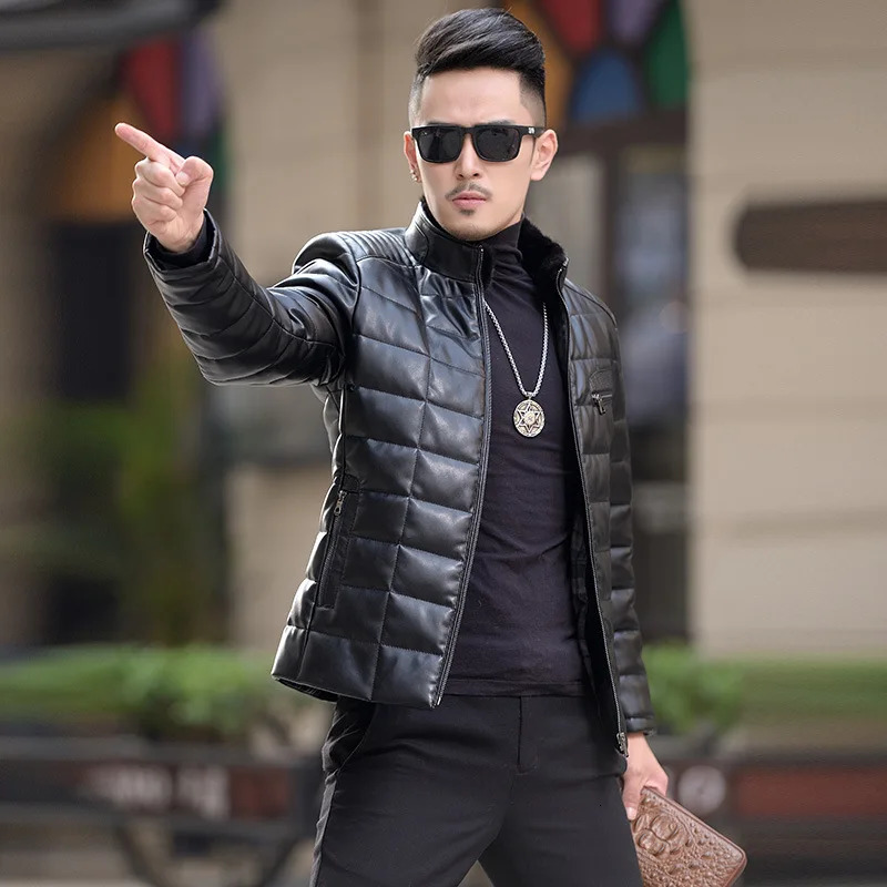 Detachable Mink Collar Sheepskin Down Jacket Man Winter Fashion Warm Genuine Leather Puffer Jacket Men Leather Natural 251023