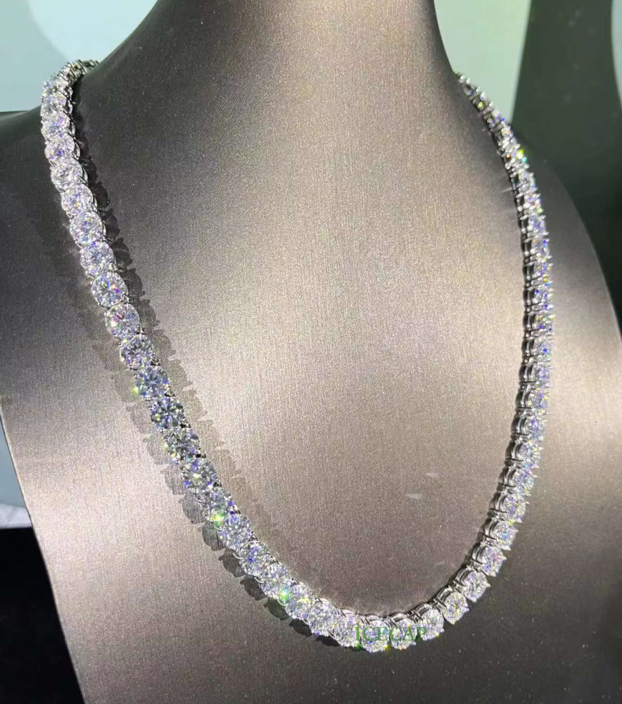 Custom 6mm Hip Hop VVS Moissanite Diamond Tennis Chain Lab Diamond Tennis Necklace for Men 925 Sterling Silver Tennis Chain