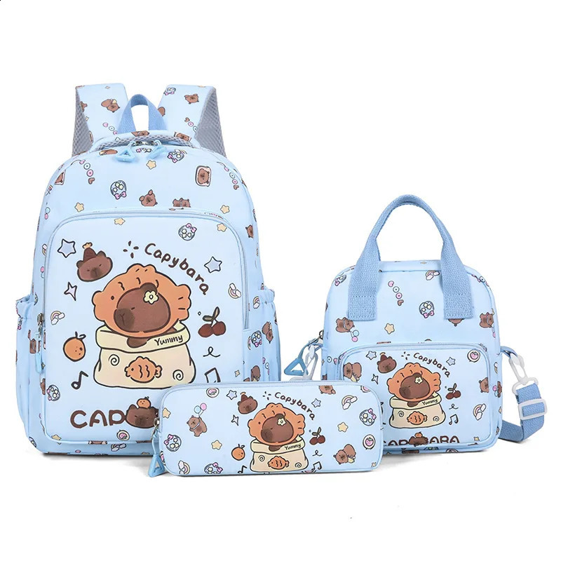 Capybara School Bags for Girls Primary Schoolbag Cartoon Backpack Set Rucksack Bagpack Kids Cute Children Book 251018