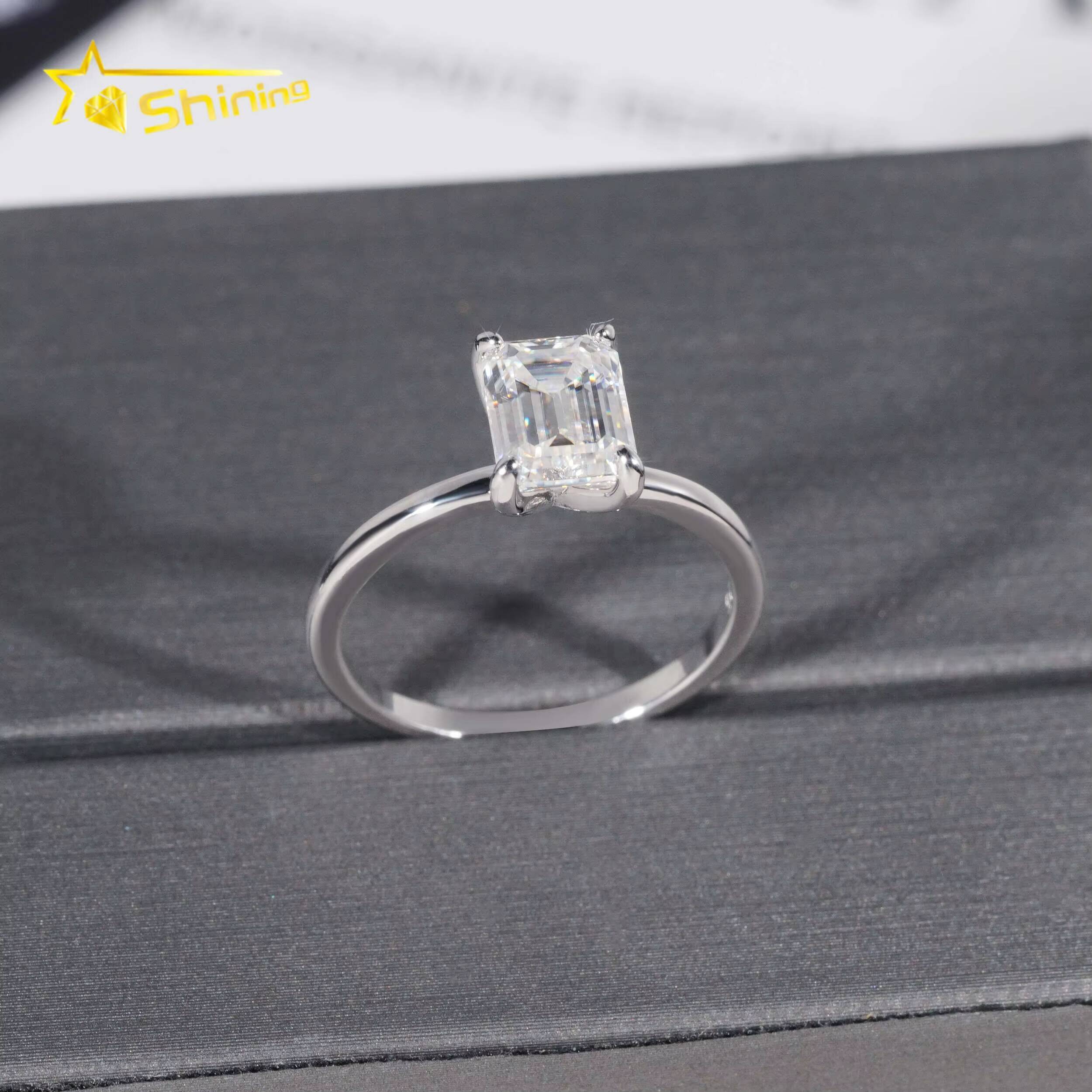 Wholesale 925 Sterling Silver Vvs Diamond Engagement Rings Women 2ct Rhodium Plated Gold Ring Moissanite Women Ring
