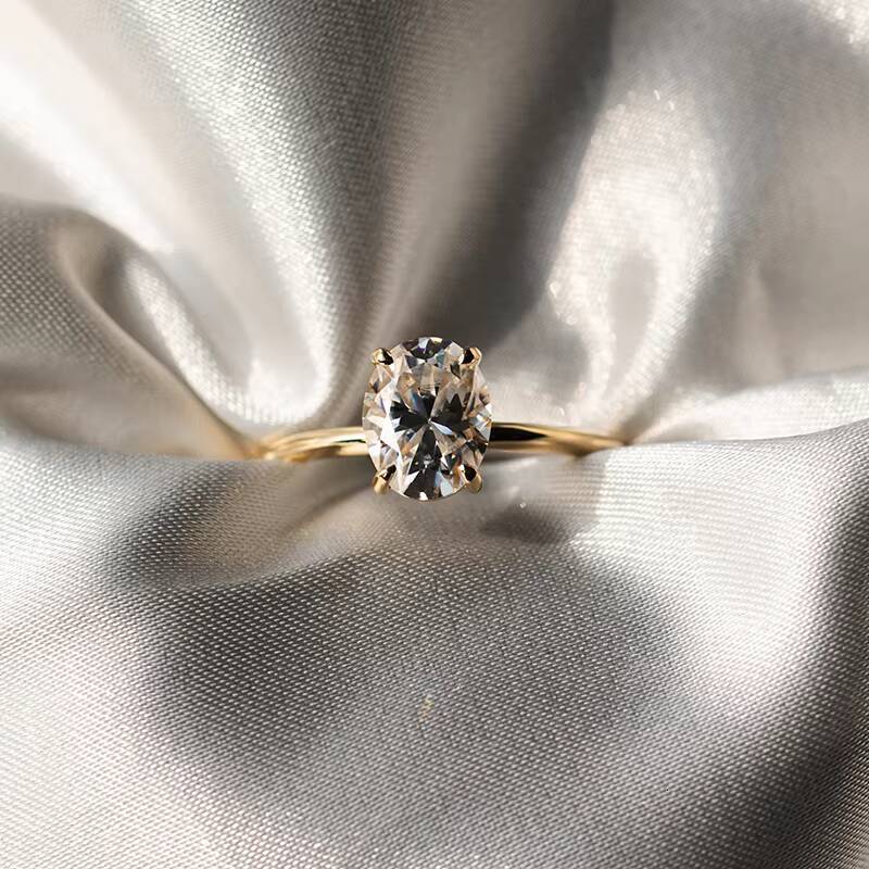 Fine Jewelry 2ct Oval Cut Diamond Moissanite 14K Solid Gold Women Engagement Wedding Moissanite Ring