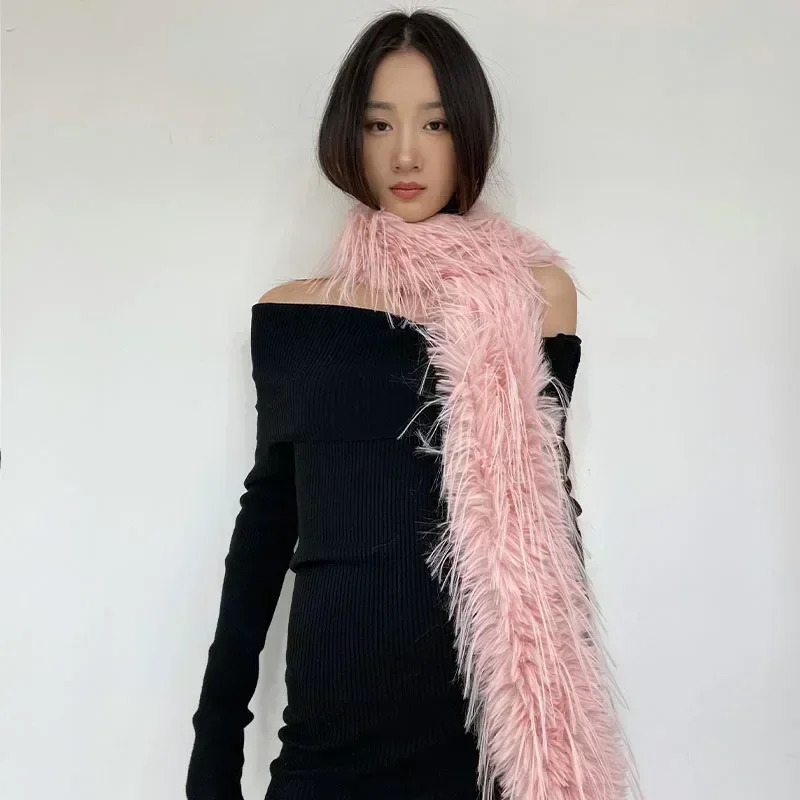 Women Mink Fur Scarf Earmuffs Set Winter Thickened Soft Warm Plush Solid Color Fur Collar Neck Long Scarf Couple Gift 251024