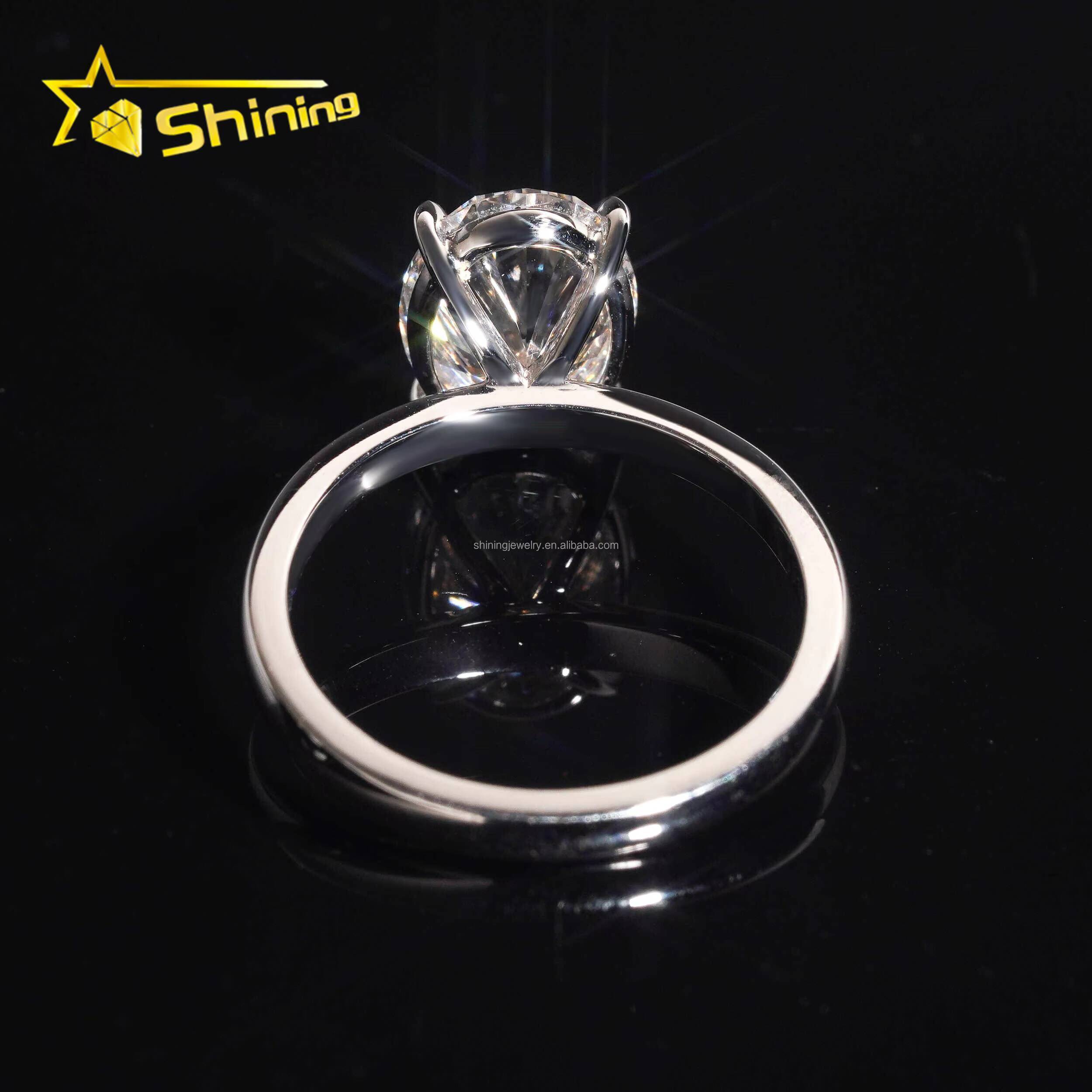 18k White Gold Luxury Bridal Jewelry Customized Fiance 3Ct Oval Crushed Cut Lab Grown CVD Diamond Engagement Solitaire Ring