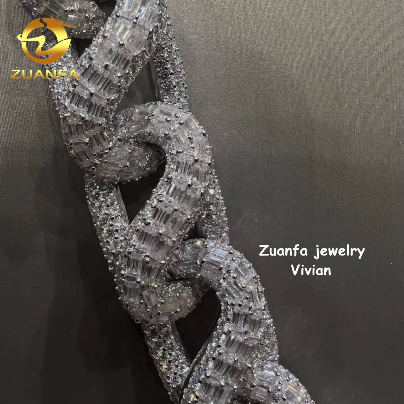 D Color VVS Moissanite Diamond 925 Sterling Silver 18MM Width Iced Cuban Link Chain Hip Hop Jewelry for Men Cuban Necklace