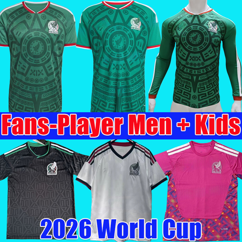 Green Mexico jersey 2026 World Cup Home away Kit soccer jerseys A. VEGA C. HUERTA L. ROMO RAUL football shirts men kids kit set Pink Black White Special Third goalkeeper set