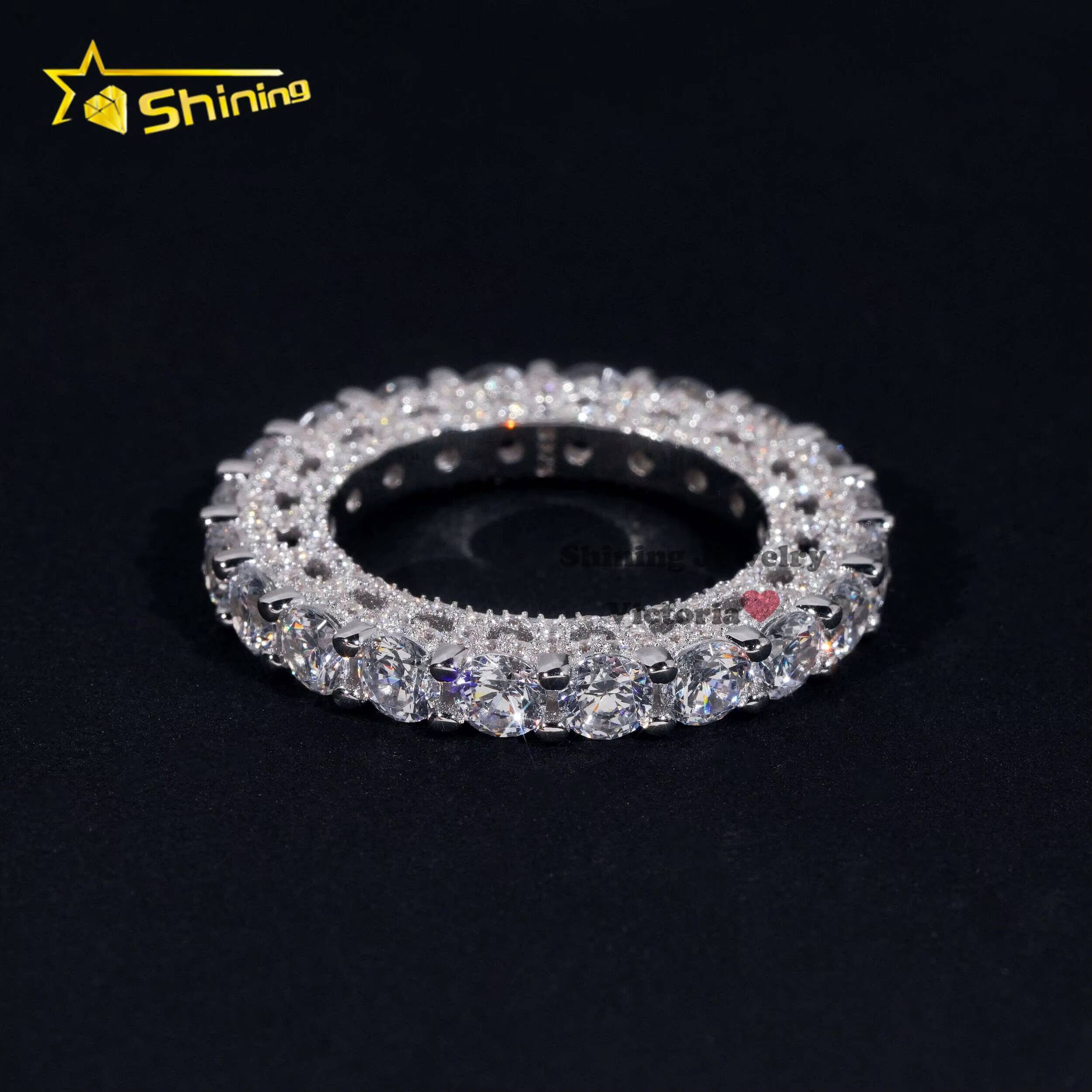 Charms Fine Jewelry Rapper Style 10K Real Gold VVS Moissanite Diamond 4MM Eternity Band Ring