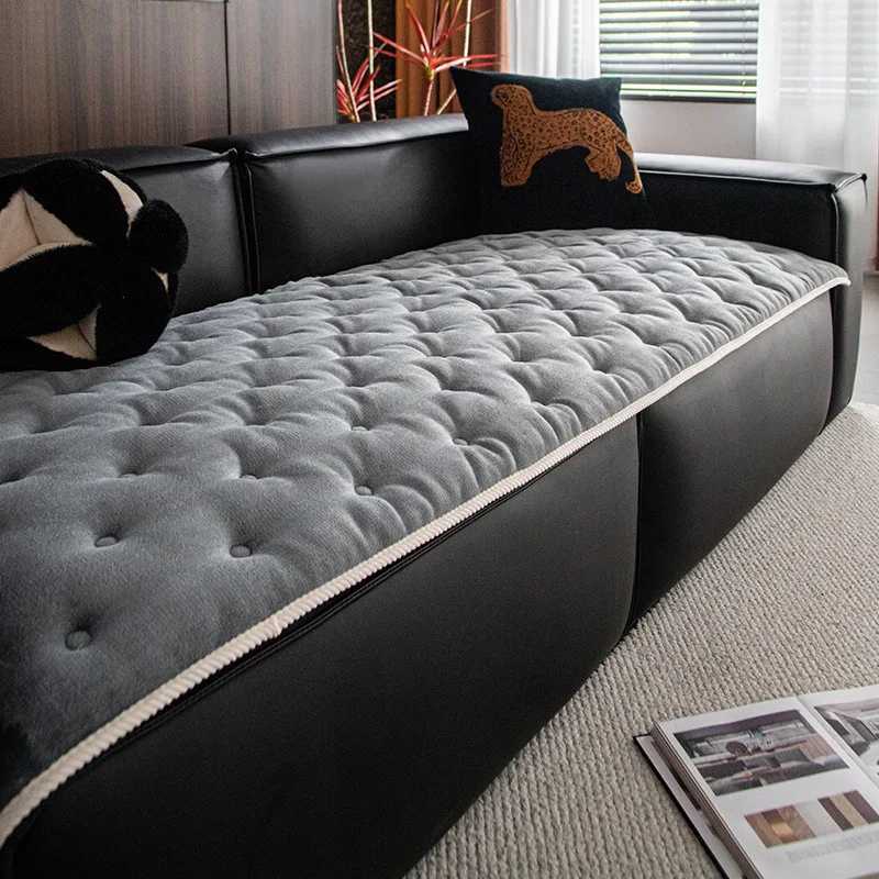 European Thick Plush Flannel Sofa Cushion Autumn and Winter AntiSlip Quilted Couch Cover Ultra Soft WearResistant Home Decor C251028