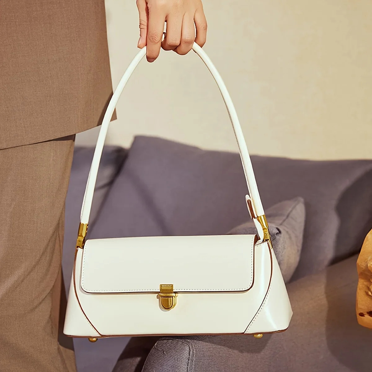 Vintage Womens Bag PU Material Shoulder French Baguette Underarm Hundred Commuting Handbag 251018