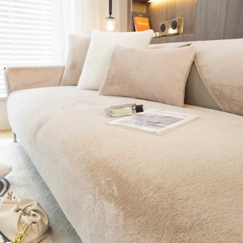 Modern Solid Color Winter Thicken Rabbit Fluff Sofa Towel Plush Soft Smooth Sofa Covers for Living Room Antislip Couch Cover C251028