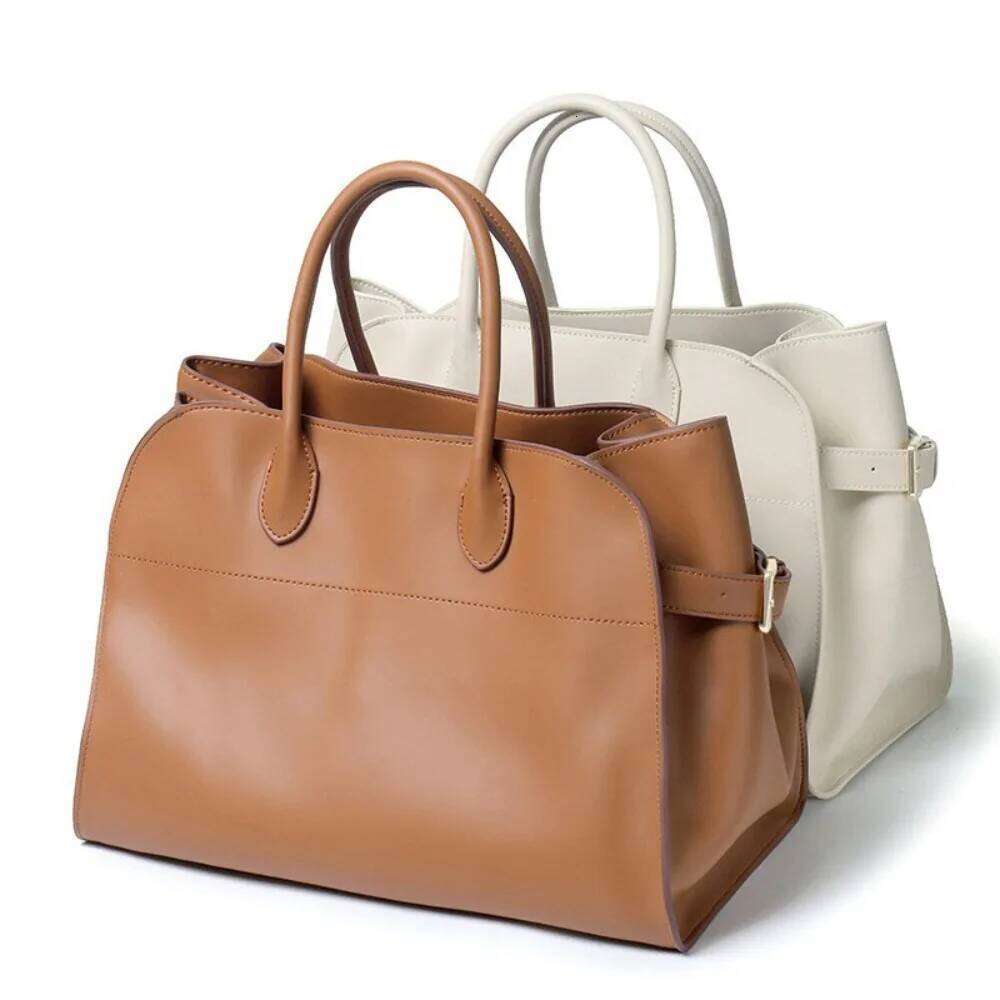 Designer Bags Cowhide Retro New Minimalist Large-Capacity Tote Leather Casual Versatile Commuter Shoulder Handbag Women's Boston Bag Hot Selling
