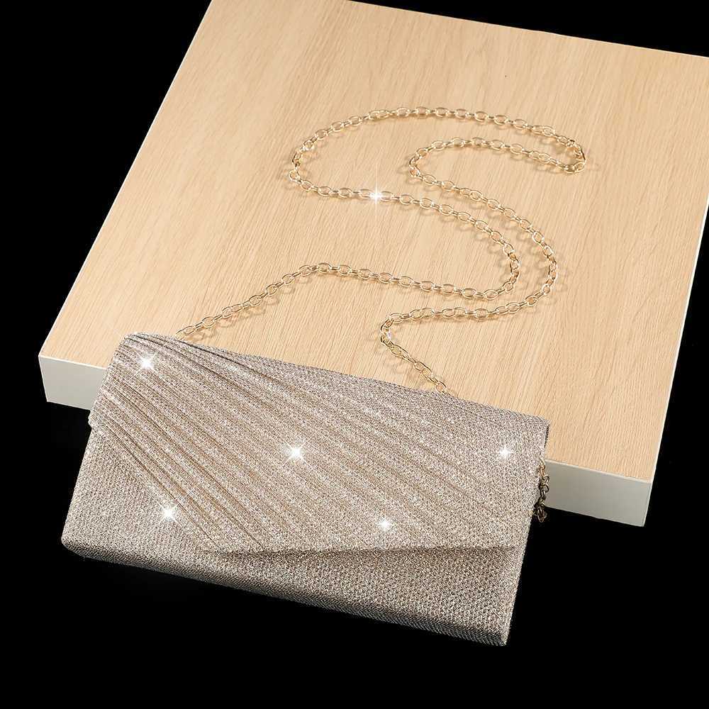 Candy Colors Pleated Folded Simple Affordable Handbag Designer High Quality Small Size Glitter Envelope Evening Bag with Chain H251027