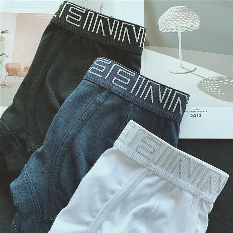 3pcslot Mens underwear made of pure cotton Japanese style simple white flat corner pantswith waistband and buttocks raisedT251028