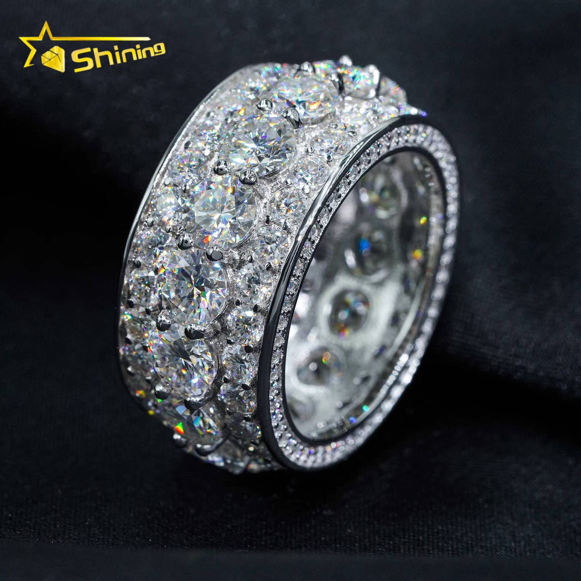 Hot Sale Iced Out Jewelry Fine Man Jewelry Engagement Rings 925 Silver Jewelry FL Moissanite Diamond Band Ring Man With GRA