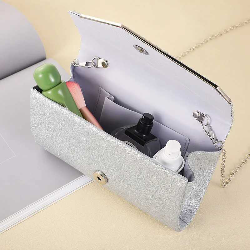 Oblique Straddle Bag for Women Fashionable and Simple Banquet Handbag Metal Chain Shoulder Bag Storage Bag New H251027