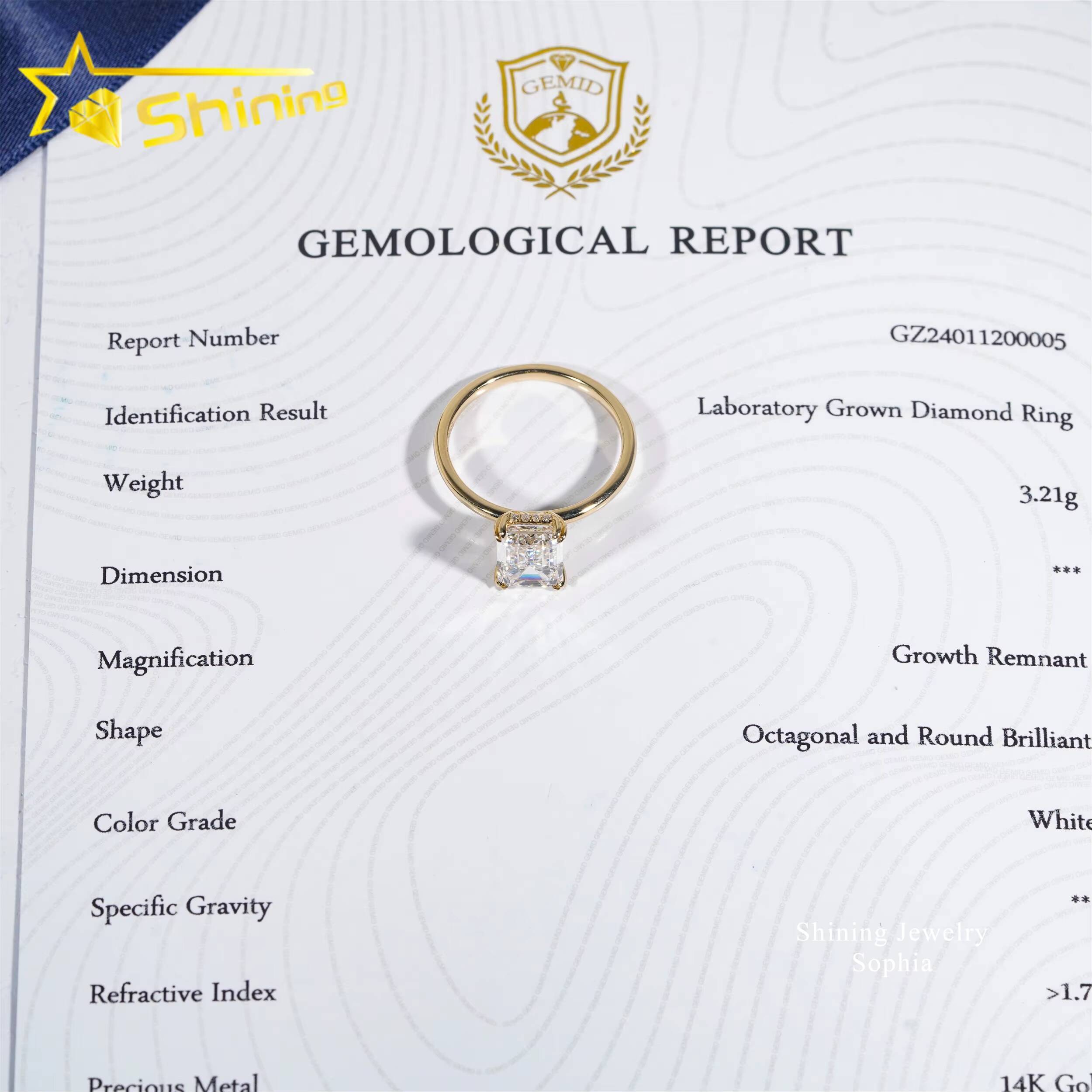 IGI Certificate Emerald Cut Solitaire Design 14K Real Solid Gold 314carat Lab Grown Diamond Rings Women Engagement Ring