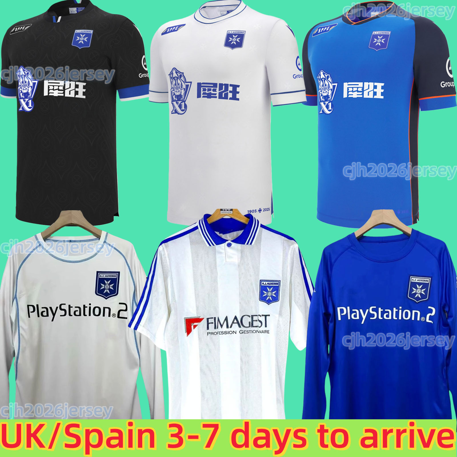 2025 2026 Auxerre PERRIN OSMAN 03 04 Retro Djibril Cisse Soccer Jerseys 120TH home AJ Auxerre 3rd Football Shirt men kids Kit socks