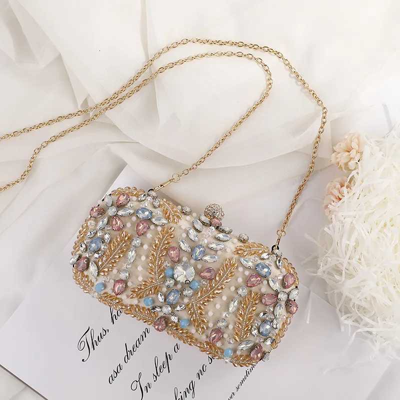 New Champagne Dinner Bag Colorful Rhinestone Handheld Bag European and American Style Womens Evening Dress Bag Storage Bag H251027