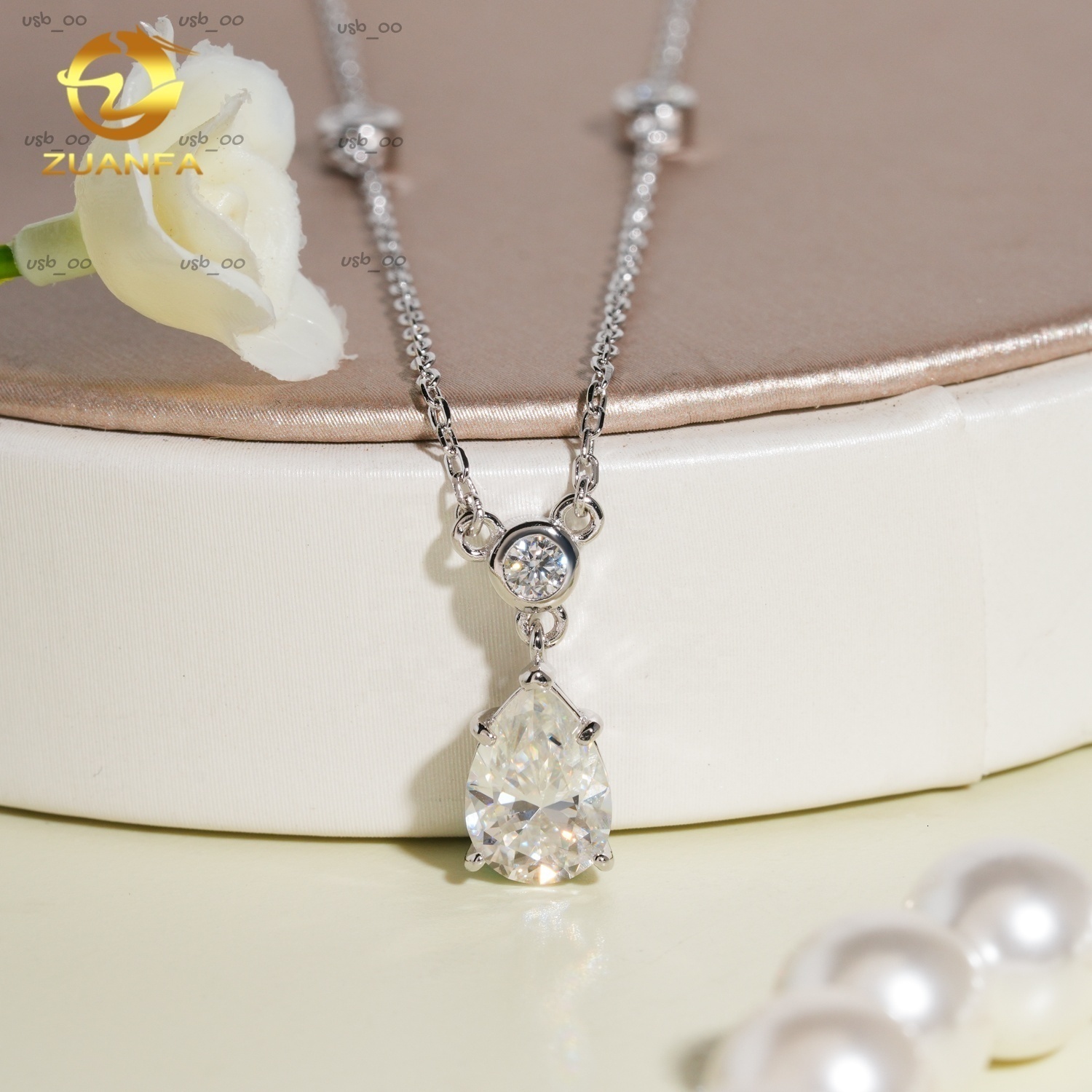 Fine Jewelry Luxury Sterling Silver 925 VVS Moissanite Diamond Custom Moissanite Chain Pendant