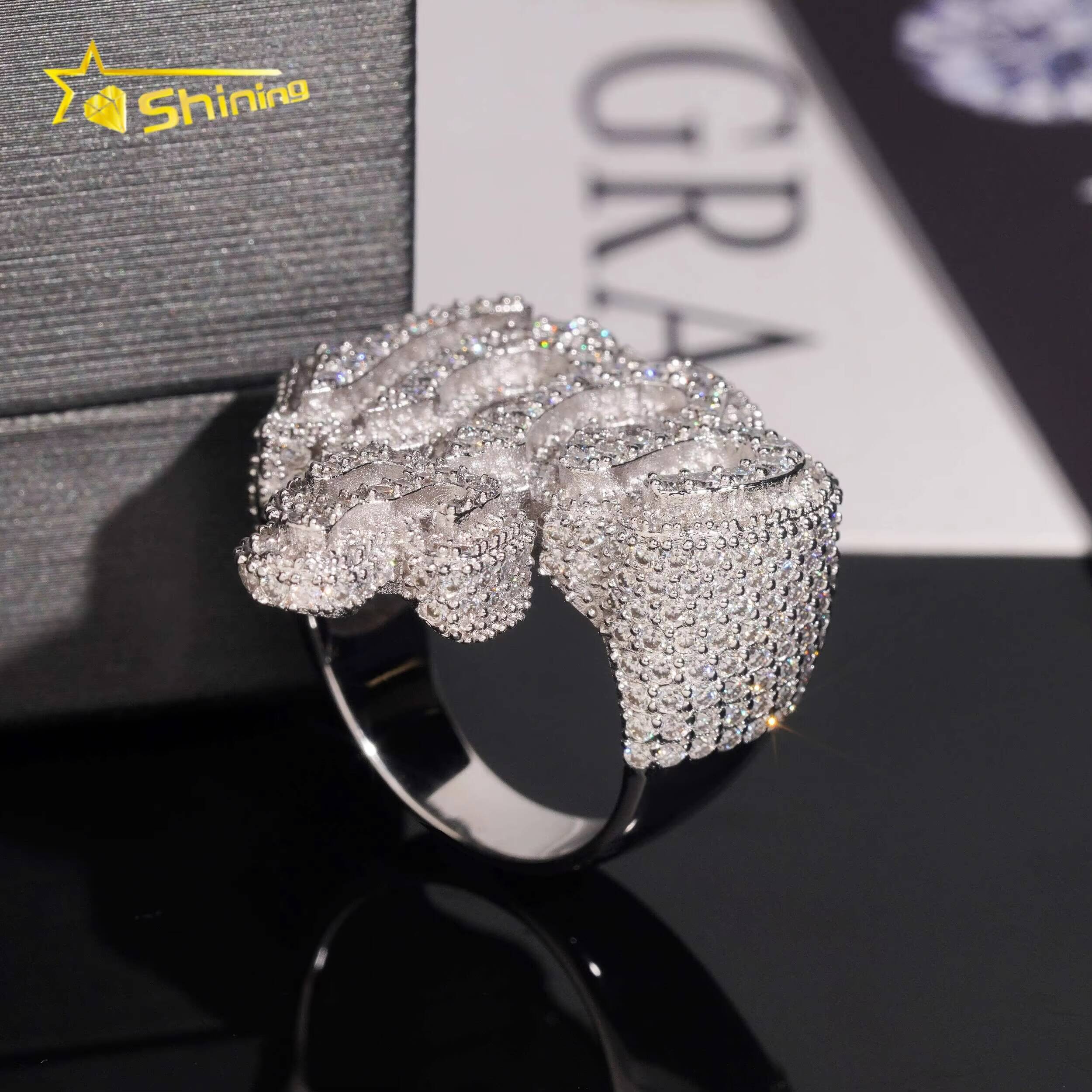 Hot Sale Design Moissanite Mens Ring Pass Diamond Test S925 Gold Plated Hip Hop Iced Out Ring