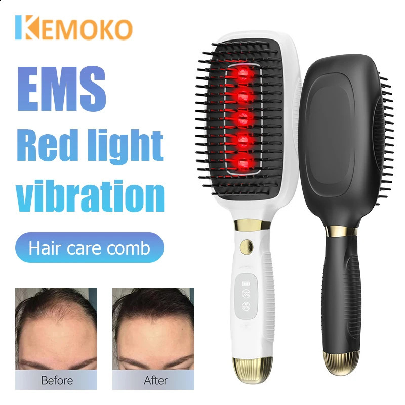Electric EMS Microcurrent Head Brush Scalp Massage Comb Red LED Ion Hair Growth Vibration Massager Anti Hair Loss Health Care 251027