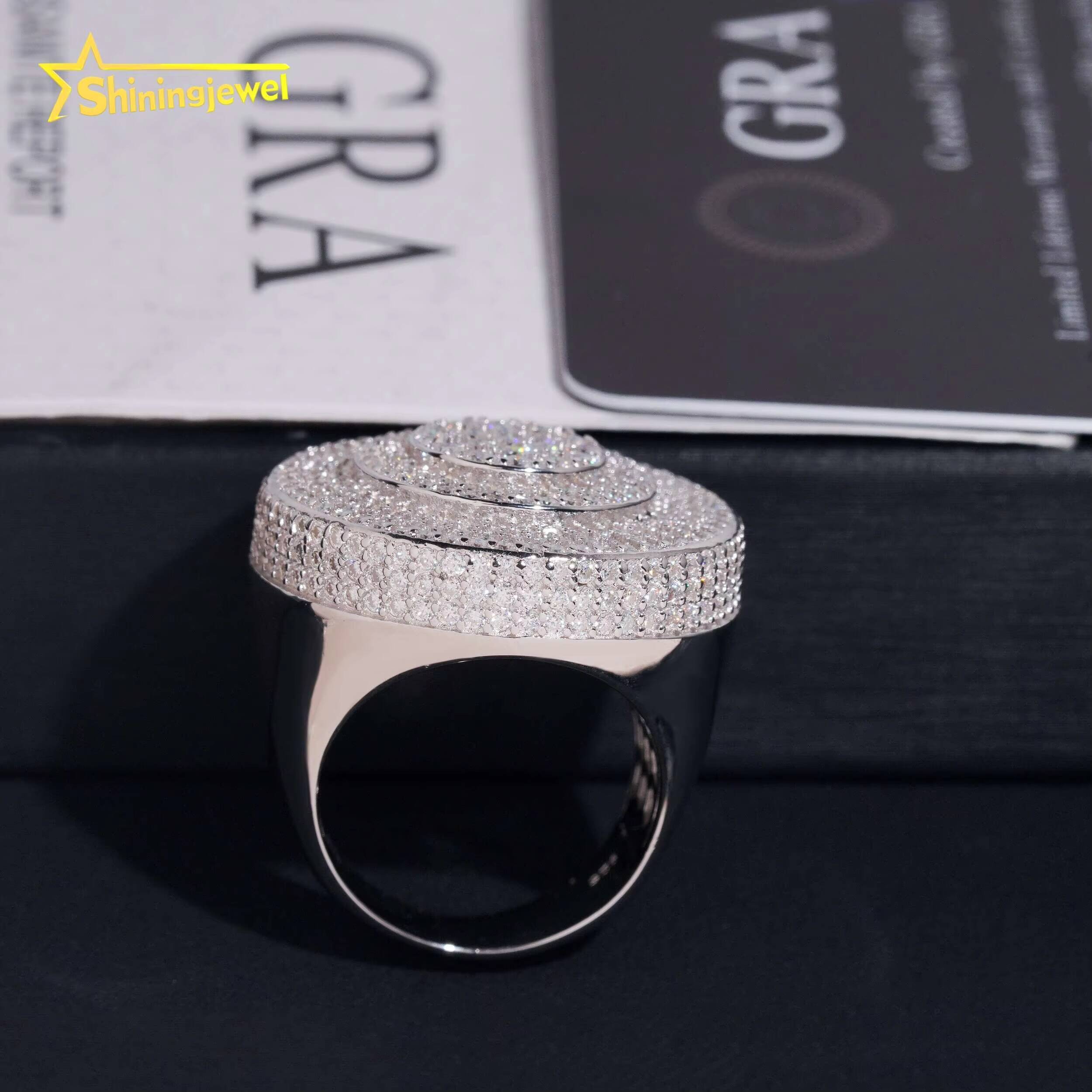 Fashion Jewelry Gold Plated Solid 925 Sterling Silver Sparkling Hip Hop Men Custom Diamond Rings Iced Out Moissanite Ring