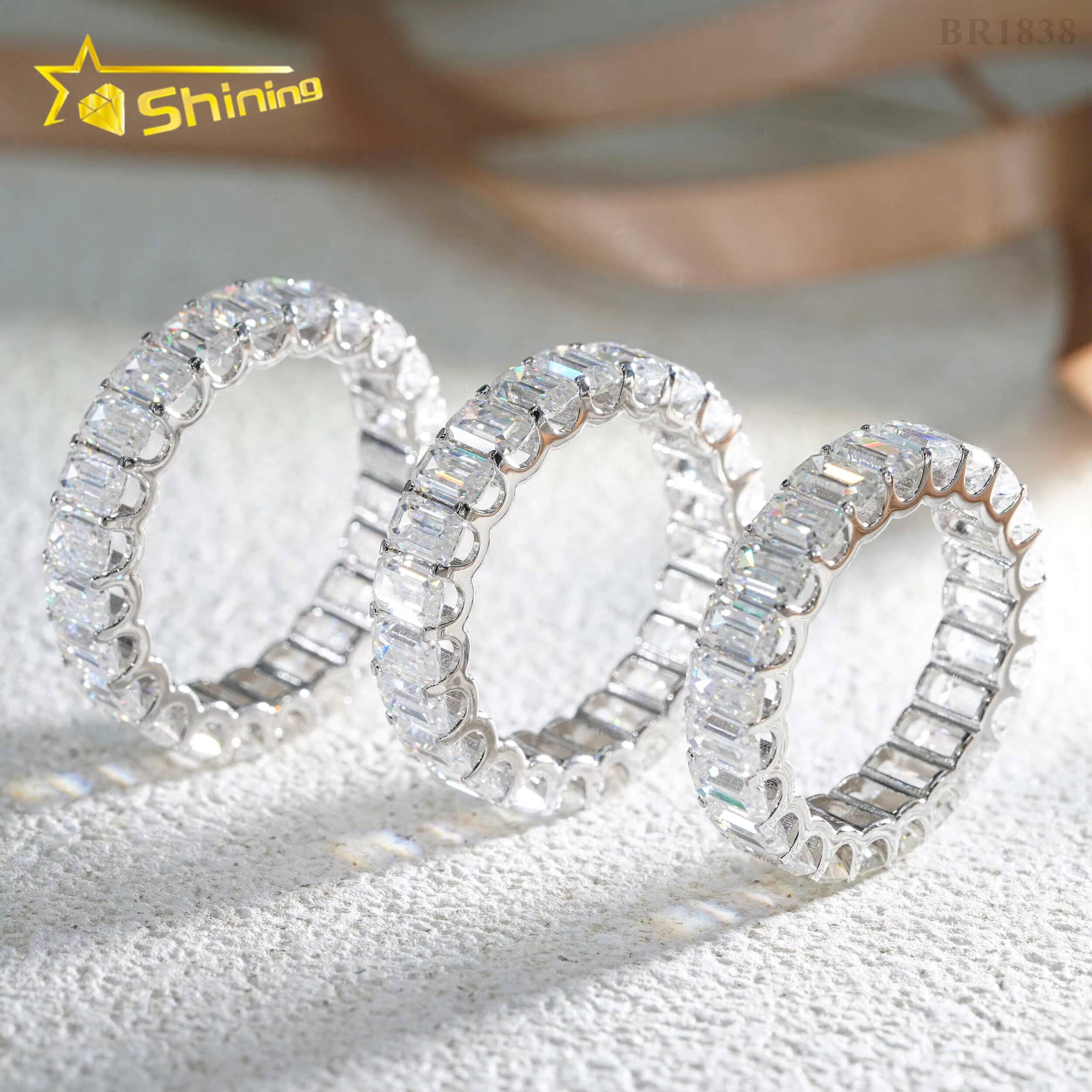 Wholesale Price 925 Sterling Silver Men Gold Engagement Ring Hip Hop Jewelry Vvs Moissanite Diamond Eternity Band Ring
