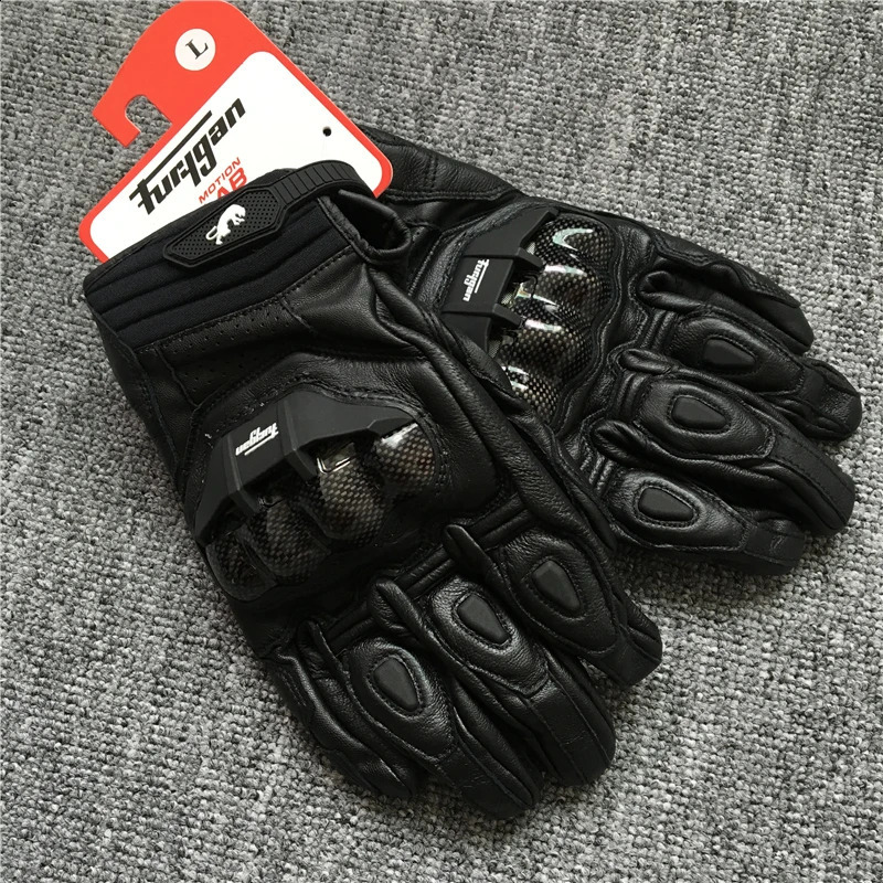 AFS 6 Motorcycle Leather Gloves Carbon Fiber Protective Gloves Men Black Motocross Motorbike Glove Racing Riding Gloves MXXL 251027