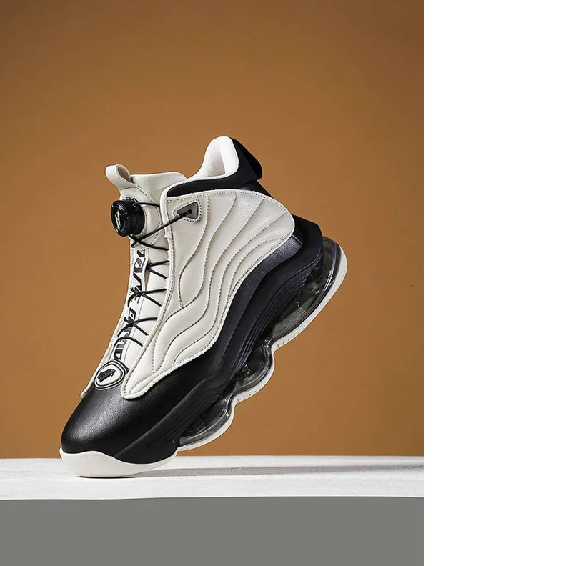 Men's Autumn Winter High-top Thick-soled Non-slip Soft-soled Air Cushion Shoes New Niche Sports Casual Versatile Trendy Shoes