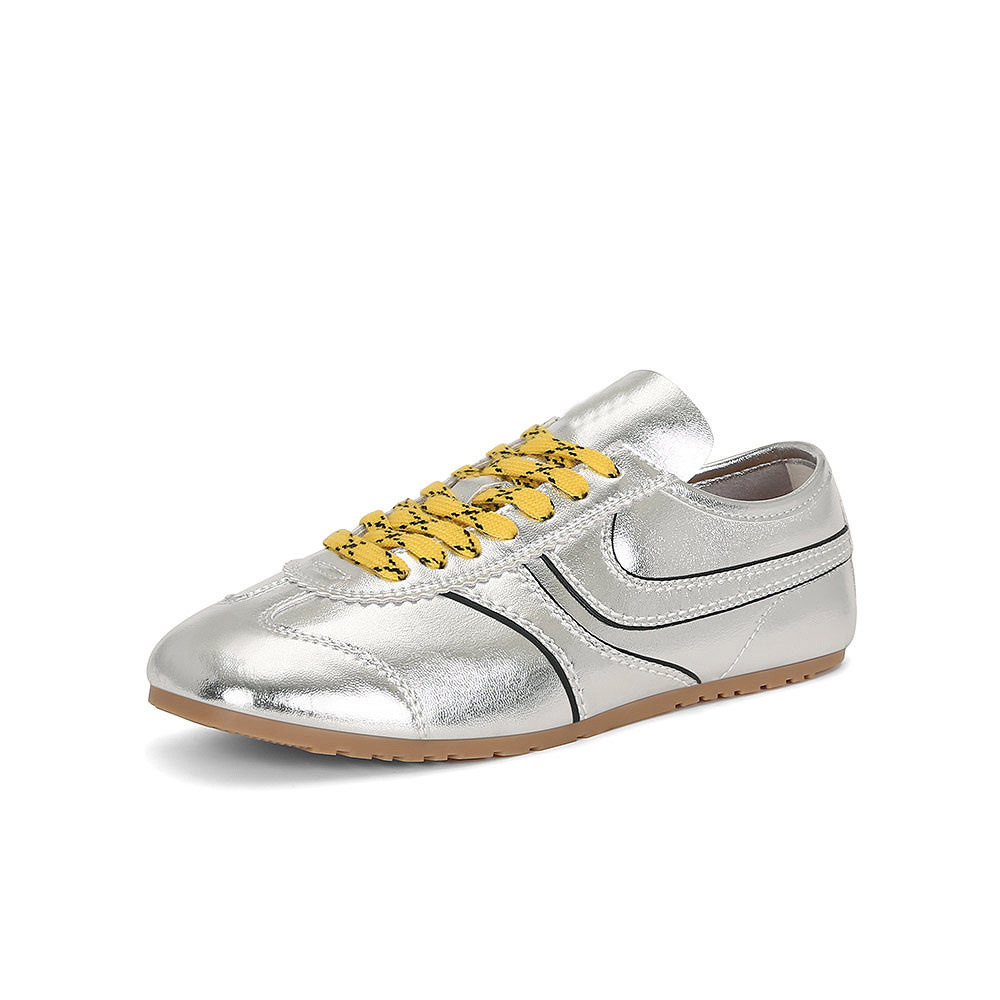 Soft leather soft-soled retro German training shoes women's leather lace-up flat casual board shoes autumn and winter new Forrest Gump shoes