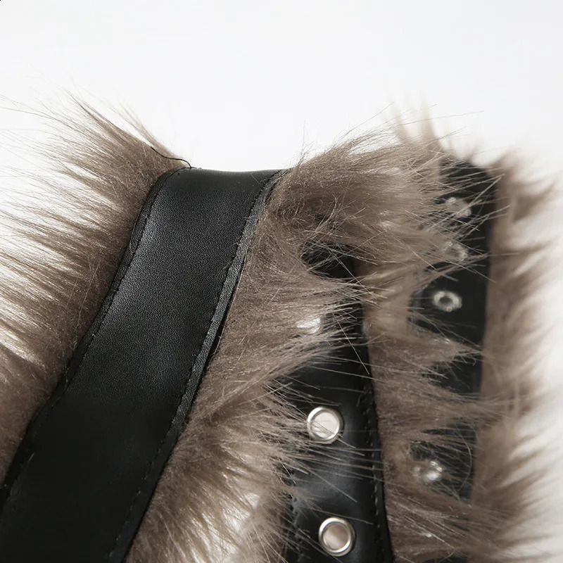 2025 Fashion Vintage Faux Fur Spliced Leather Pu Women Belt Chic tie Y2k Simple AllMatch Waist Accessories 251027