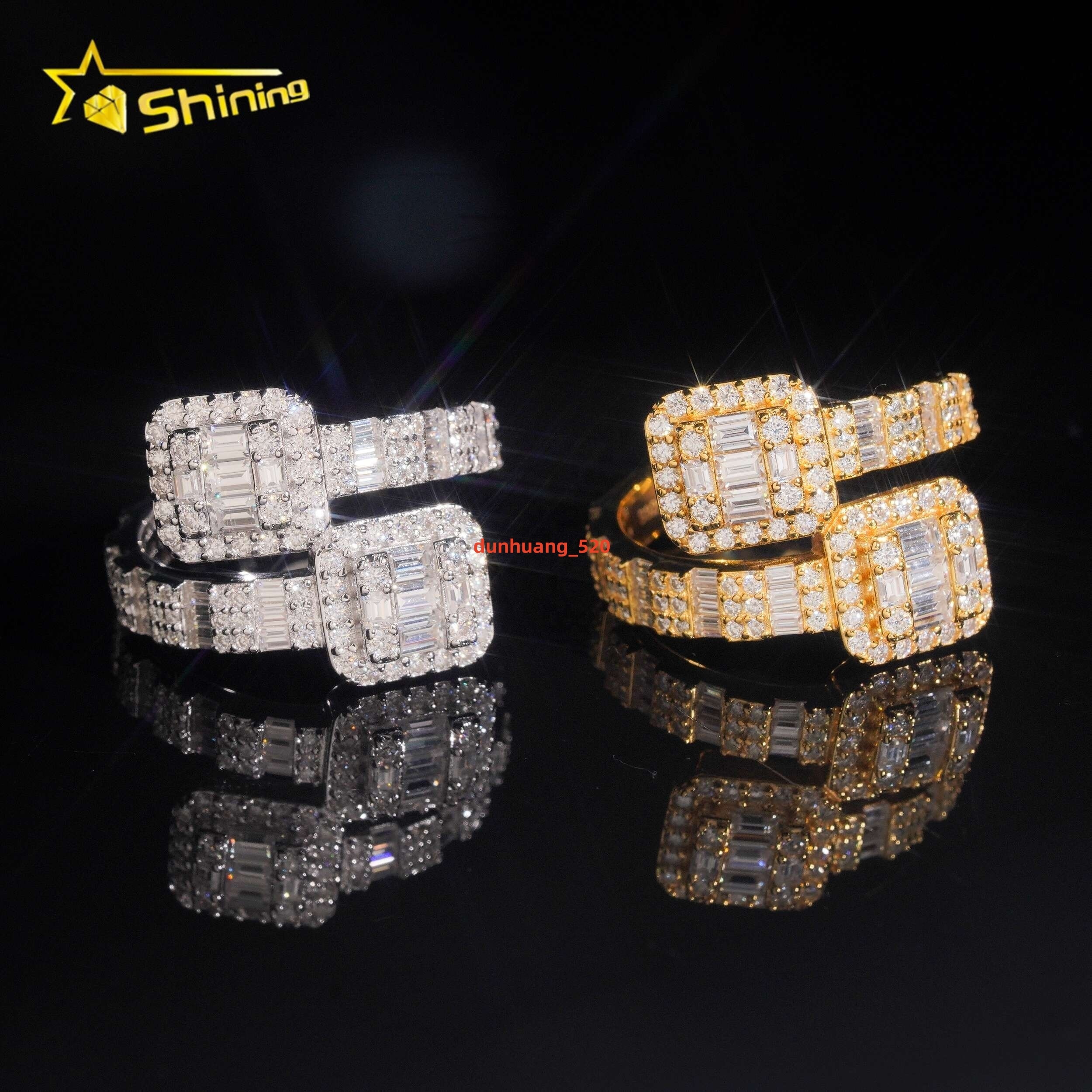 High Quality Iced Out Gold Plated Fashion Jewelry S925 VVS Moissanite Diamond Hip Hop Ring
