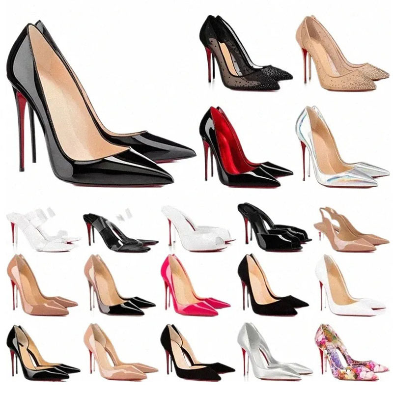 Brand heels Women High Heels Shoes Designer Luxury Red Soled Peep Toe Sandals Pointed Toe Sandals 6cm 8cm 10cm 12cm Nude Black Patent Leather Woman 35-43