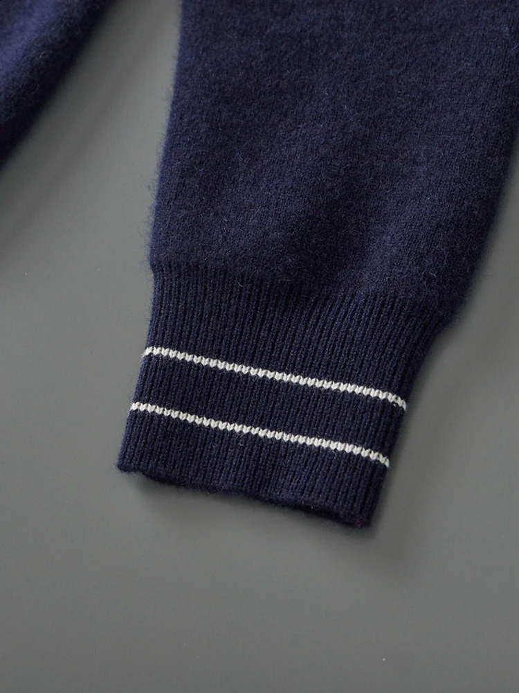 Mens Sweater Polo Collar Coat 100 Merino Wool Cardigan Clothing Autumn Winter Korean Knit Thick Zip Open Stitch Jacket 251017