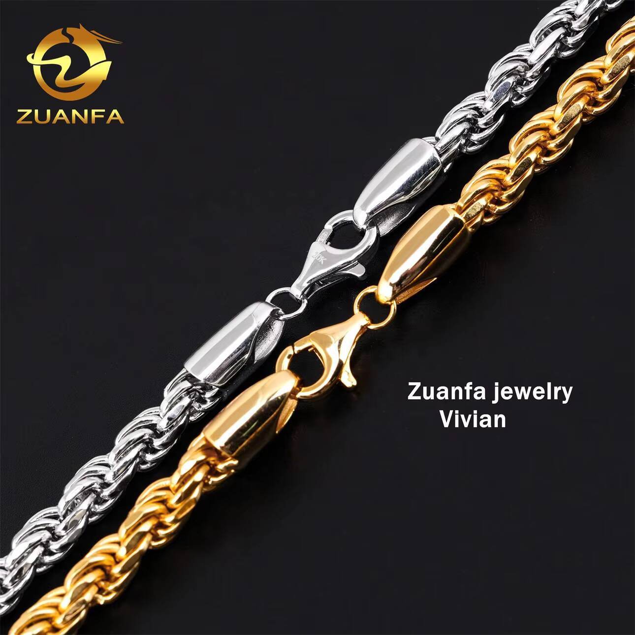 Hip Hop 6mm 925 Sterling Silver Necklace With Moissanite Clasp Iced Out Rope Chains for Menwomen