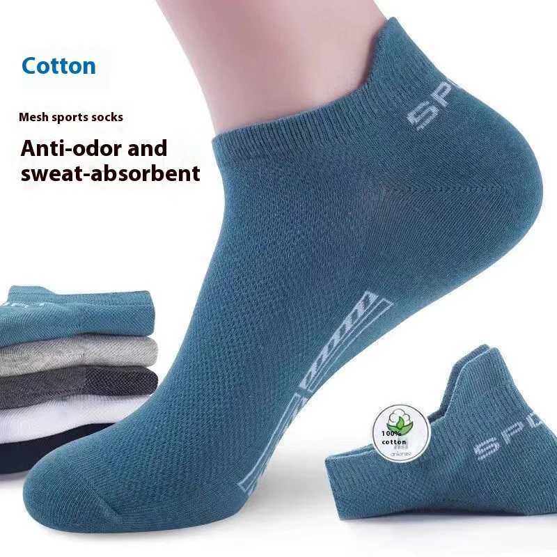 5Pairs High Quality Men Ankle Socks Breathable Cotton Sports Socks Mesh Casual Athletic Summer Thin Cut Short Sokken Size 3845 J251028