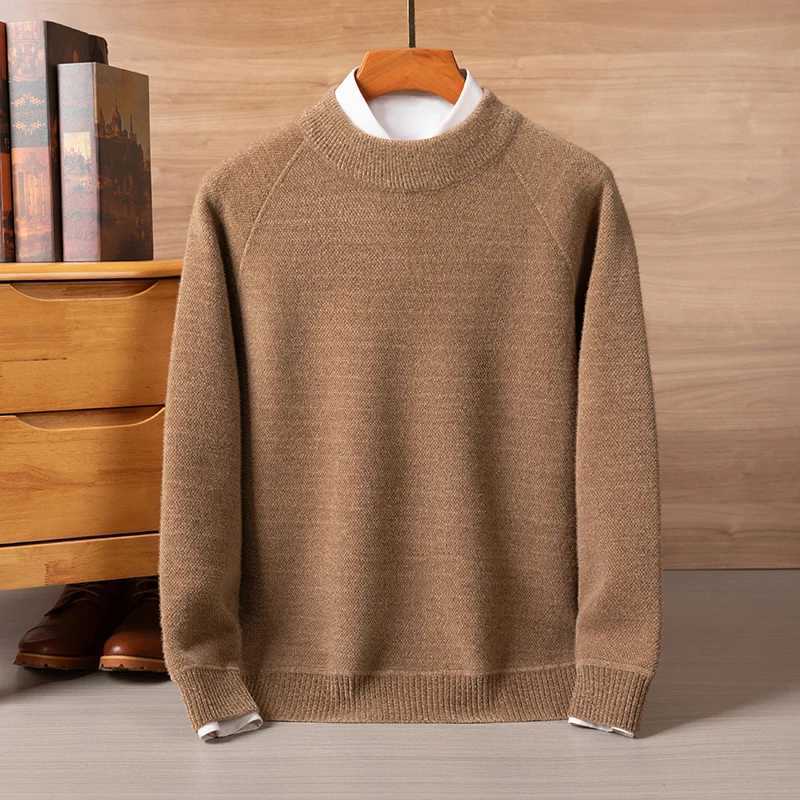 2025 New Round Neck Knitted Wool Sweater for Mens Autumn and Winter Thickened Warm Inner or Outer Knitted Sweater X251028