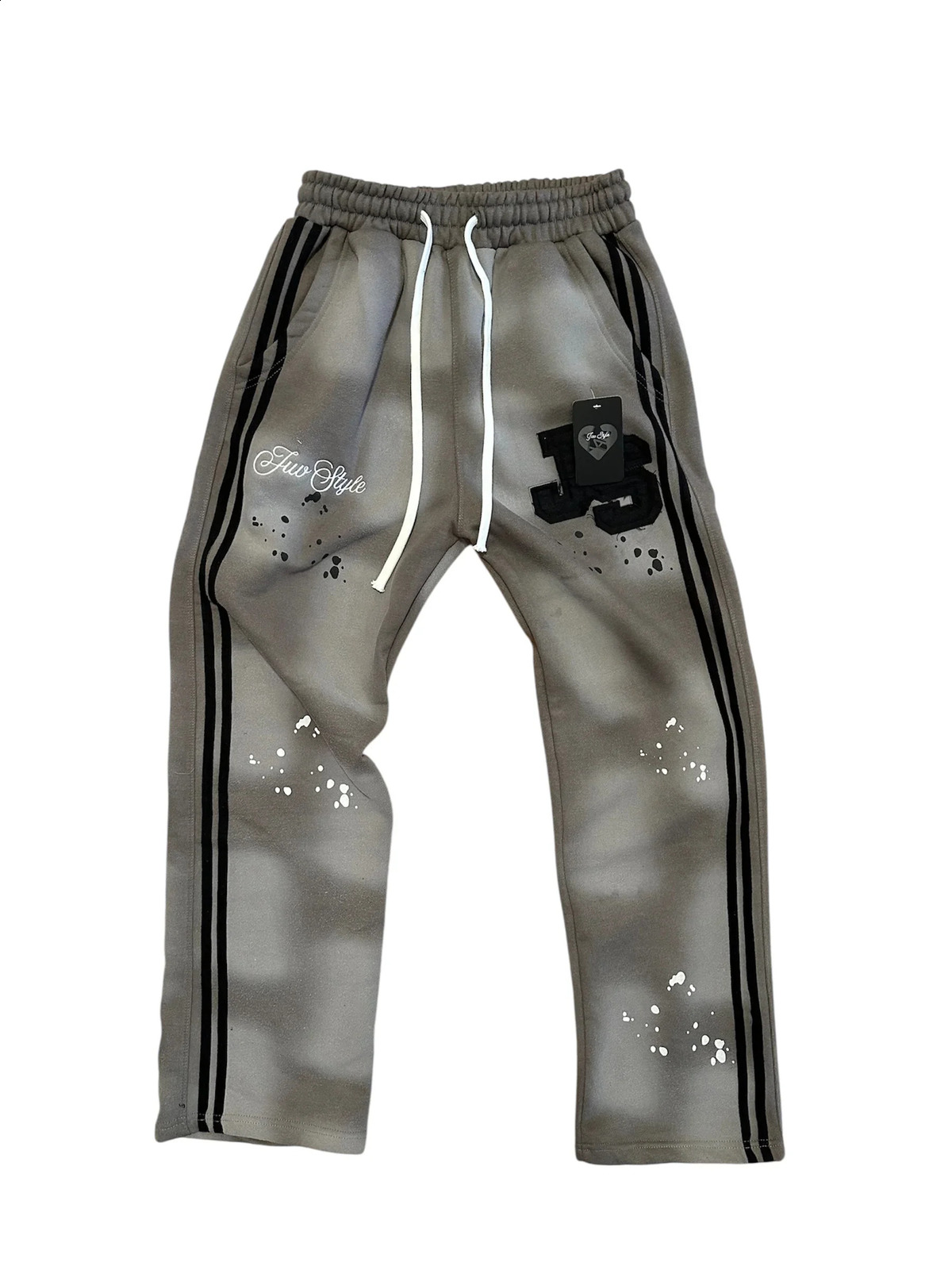 Y2K Light Grey Classic Style Sports Set Street Hip Hop Stripe Fashion Mens Wear 251027