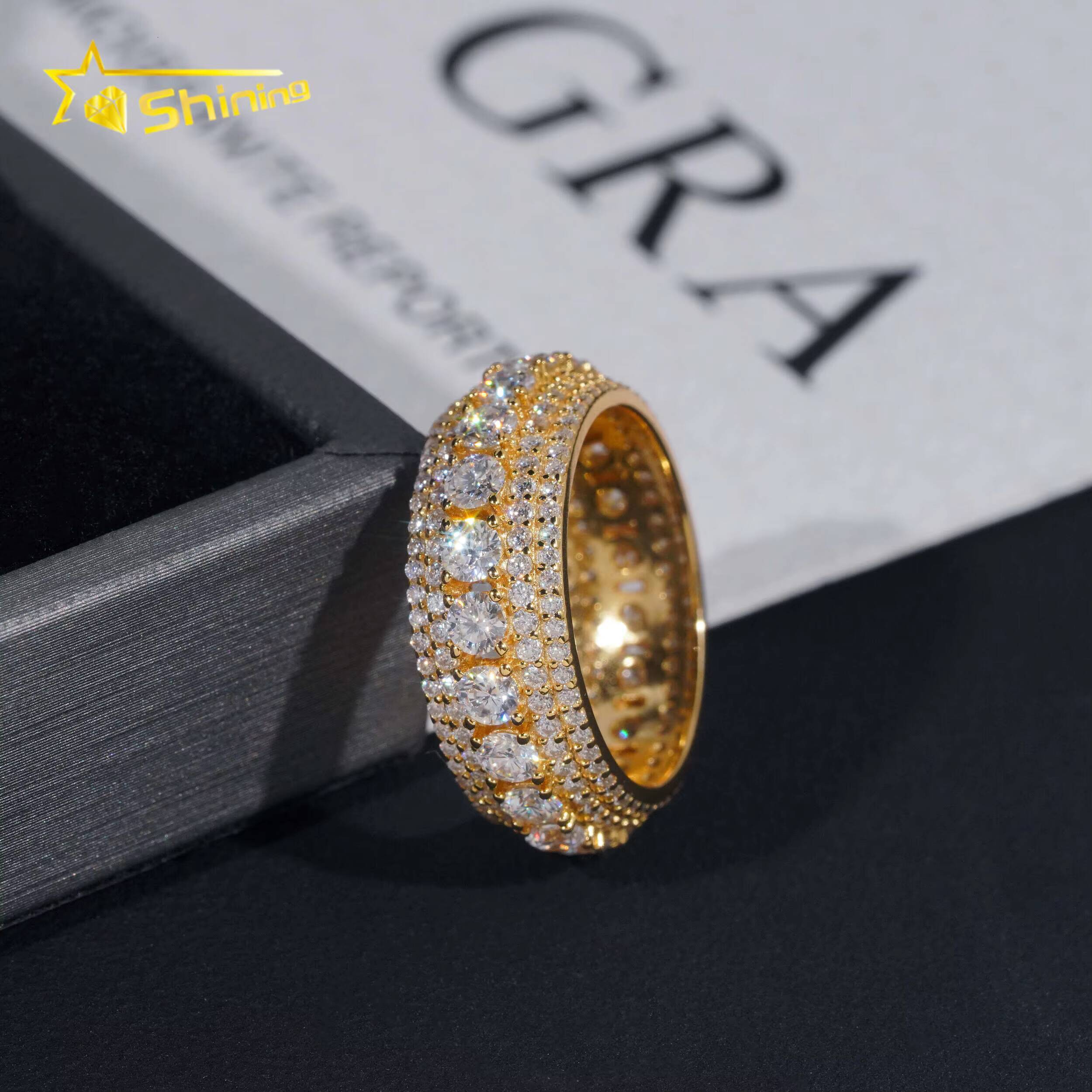 925 Sterling Silver Moissanite Jewelry Iced Out Hip Hop Men Full Diamond Ring Custom Fashion Moissanite Ring