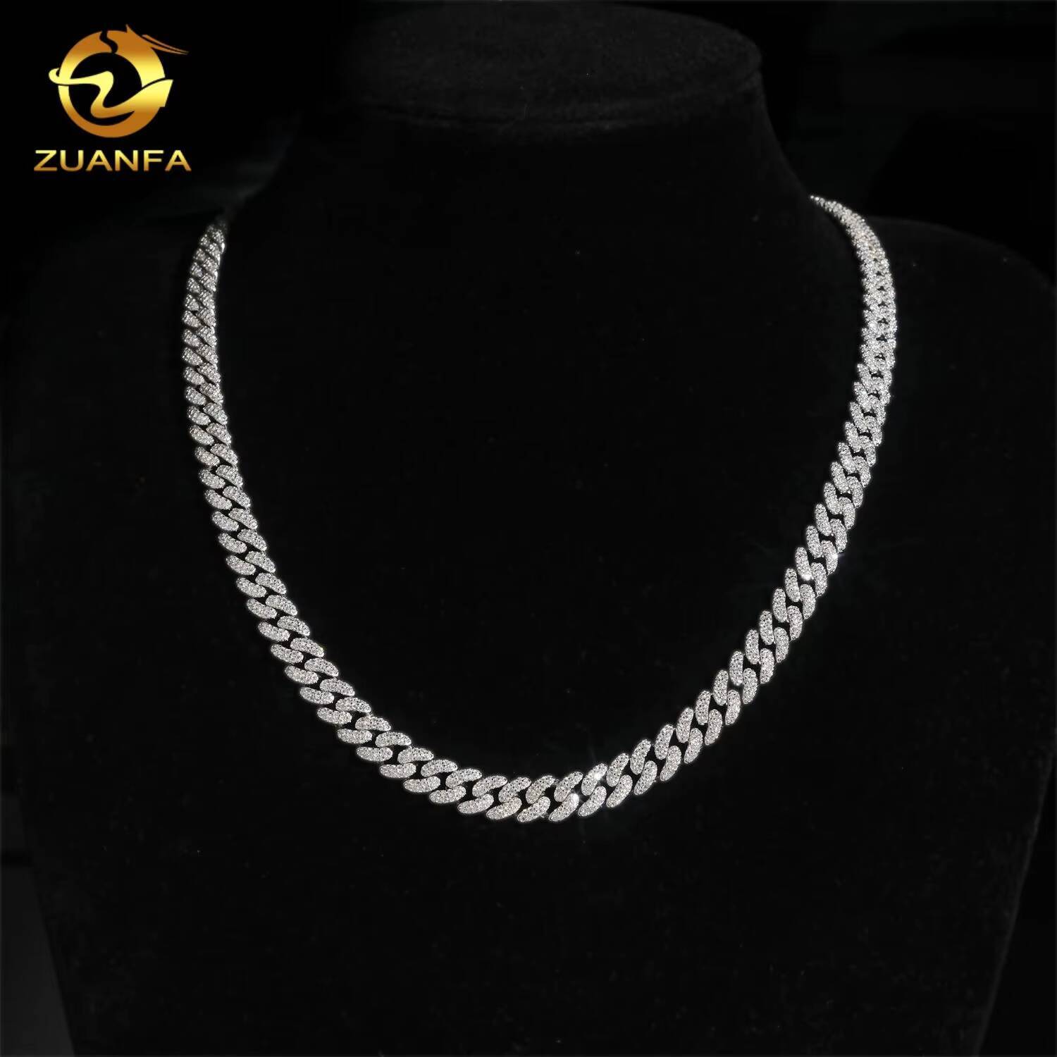 Affordable Fine Jewelry Cuban Link Chain Necklace Moissanite 8mm Soldier Chain Moissanite Chain Cuban Links 925