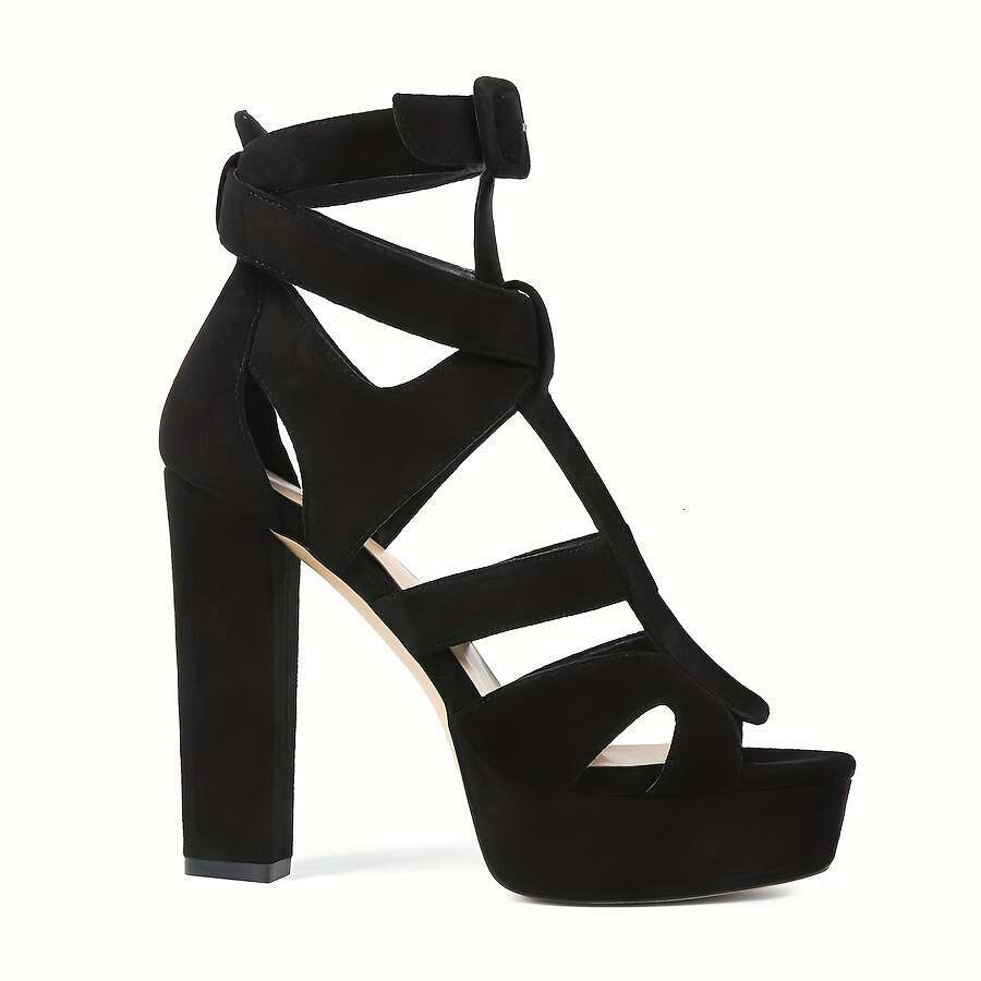 Women's Punk Platform High Heel Shoes Thick Platform, Chunky Block Heels, Open Toe Closure, Cushioned Insole Party, Formal Events, Everyday Black