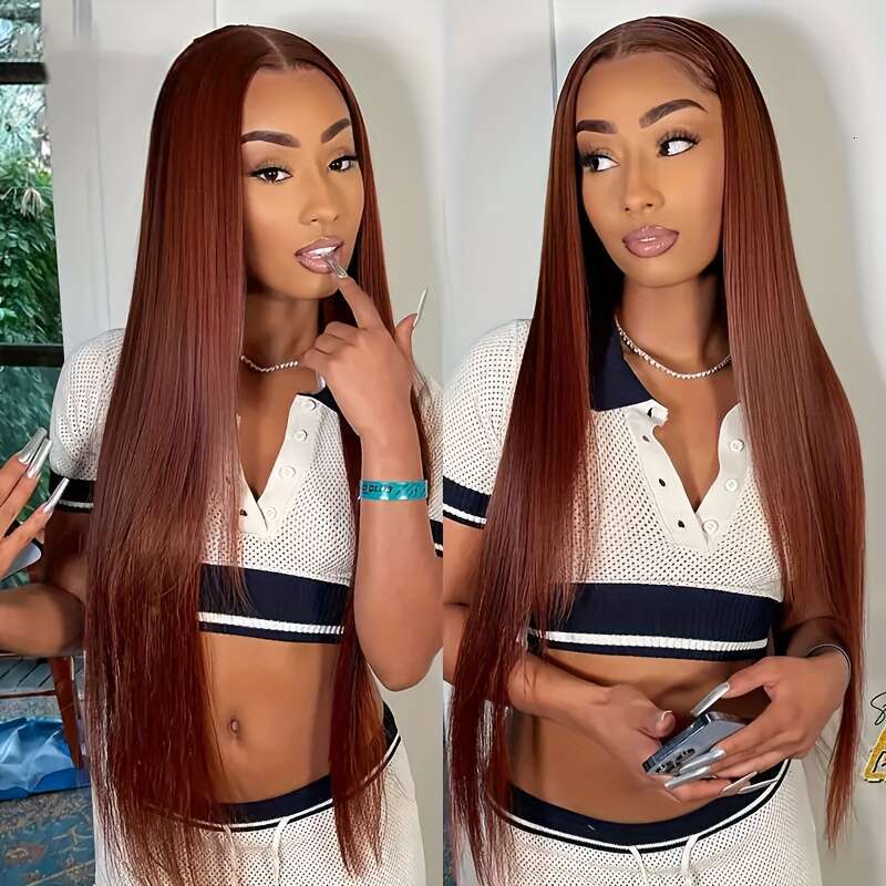 Fashions Reddish 13X4 Pre Plucked With Baby Hd Frontal For Women Red Brown Lace Front Wig Glueless Wigs Human Hair