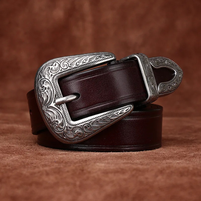 28cm High Quality Embossed Western Cowboy Belt Genuine Leather er Female Belt Punk Jeans Belts For Women 251027
