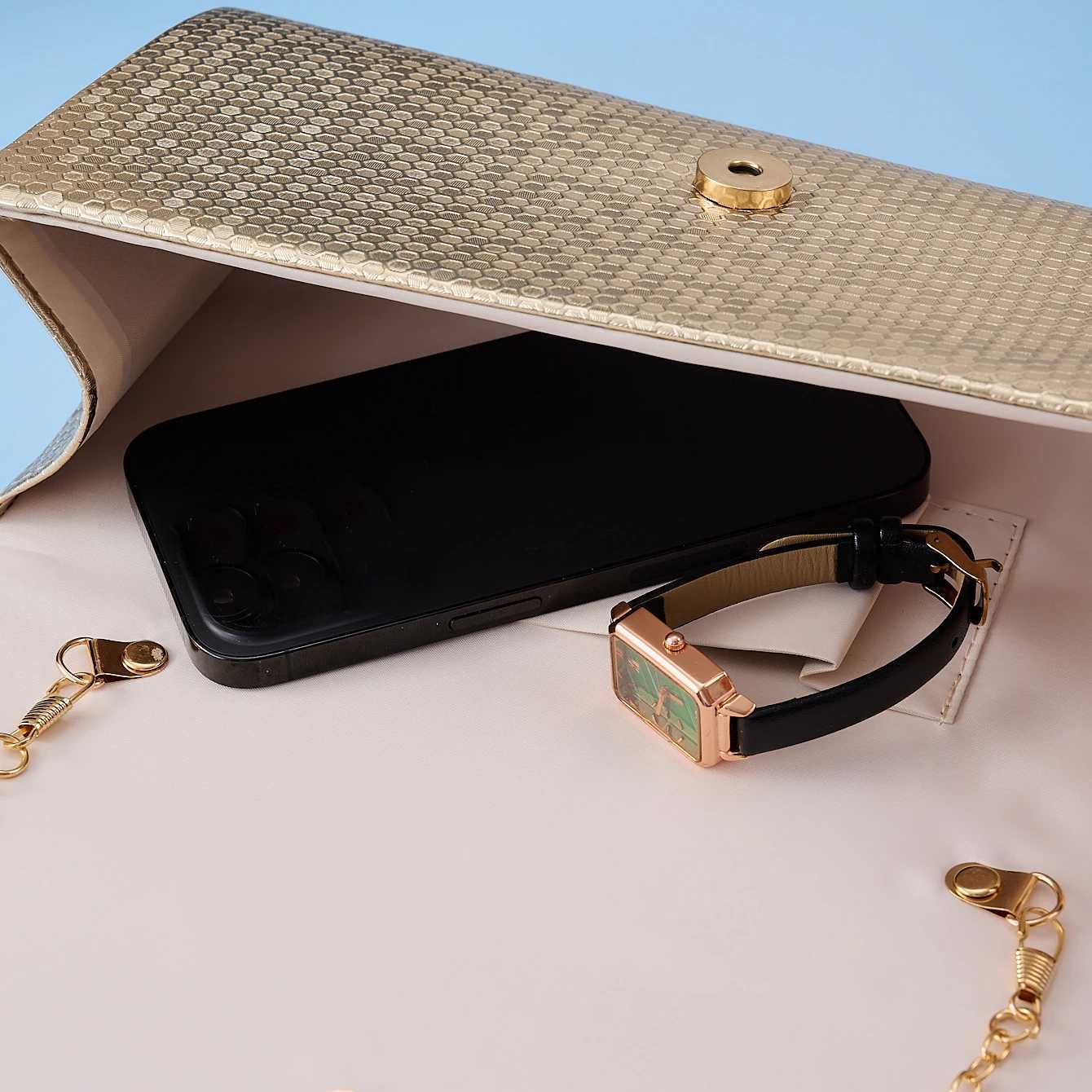 Womens Crocodile Print Dinner Clutch Bag Fashion Evening Gown Shoulder Bag for Banquet Party Storage Metal Chain Detail H251027