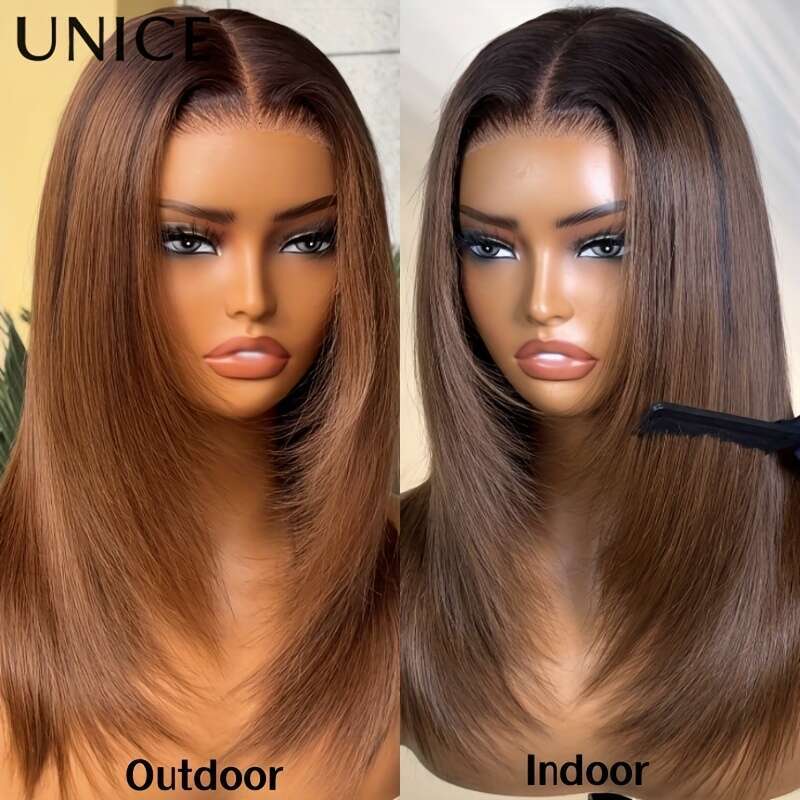 Unice Glueless Front Wig Human - 150% Density Virgin 13X4 Lace Natural Glossy Straight Wig, No Shedding/Tangling, Adjustable Free Part, Unisex For Men