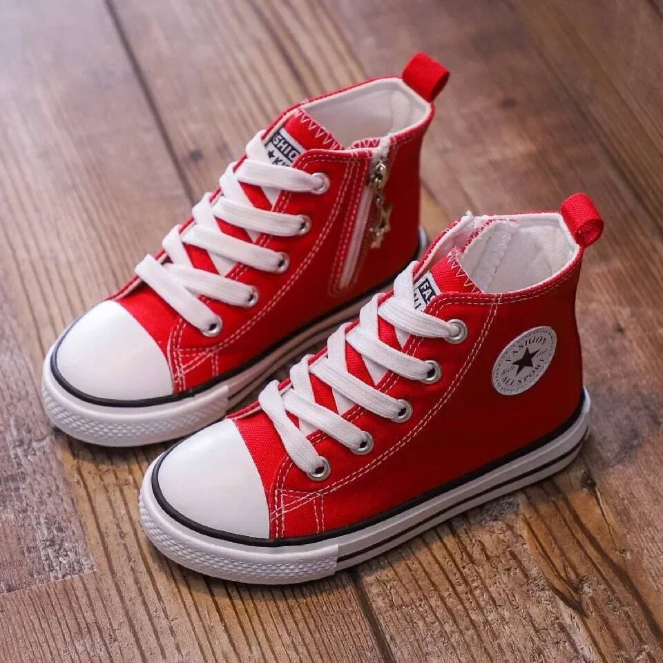 Children's High Top Canvas Shoes Spring Autumn Casual Style for Boys And Girls Baby White Sneakers Comfortable Fabric Footwear ddmyshoesvip