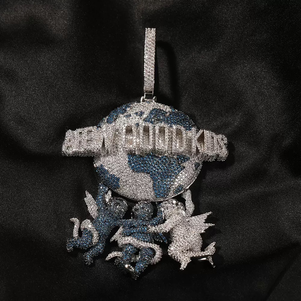 Custom 3D Super Thick Hemispherical Circular Earth Pendant Full Ice Diamond VVS Moissanite 925 Silver Hip Hop Big Charms Jewelry