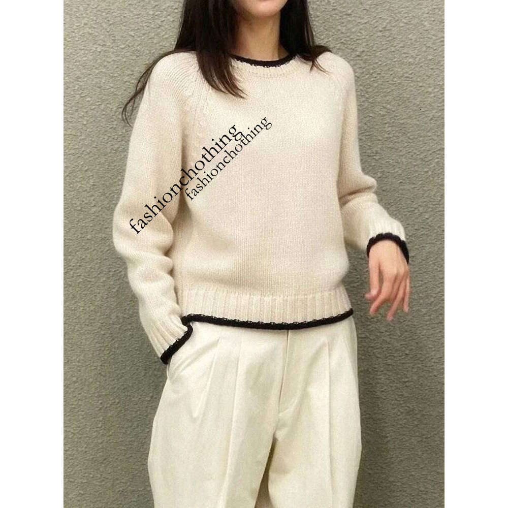 cashmere women's pullover loose knit bottoming coat autumn and winter short color matching sweater tide